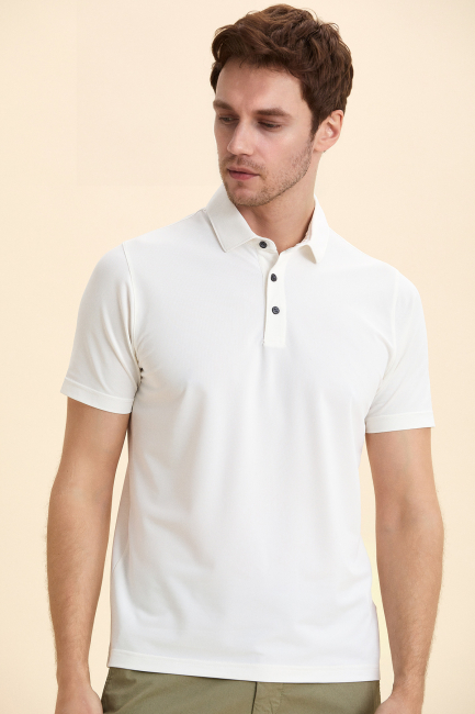 Off White Polo T-Shirt Kırık Beyaz