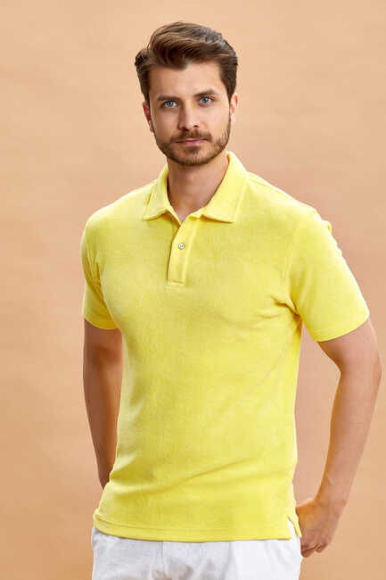 Yellow 100% Cotton Terry Polo T-shirt 