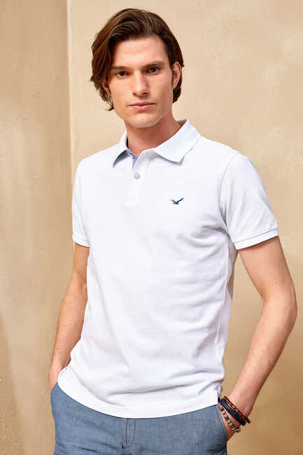 SMILE - ANTIGUA BIG SIZE WHITE MAN POLO T-SHIRT (1)