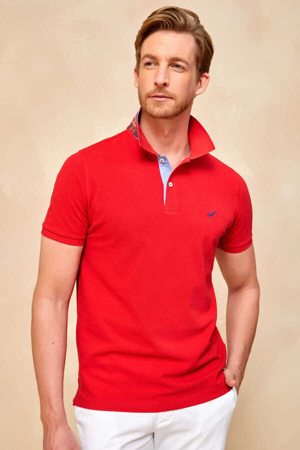 Kırmızı Büyük Beden Polo Tişört - 4