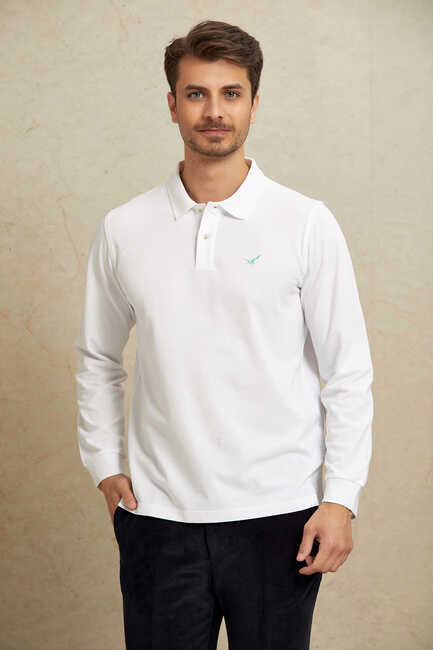 Beyaz Polo Sweatshirt - SMILE