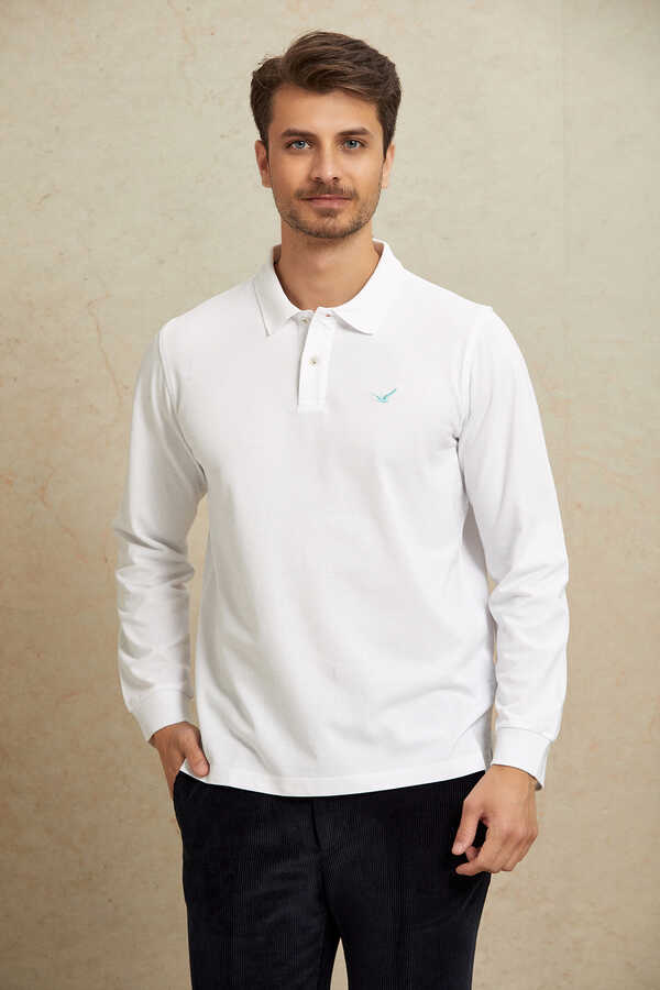 Beyaz Polo Sweatshirt - 1