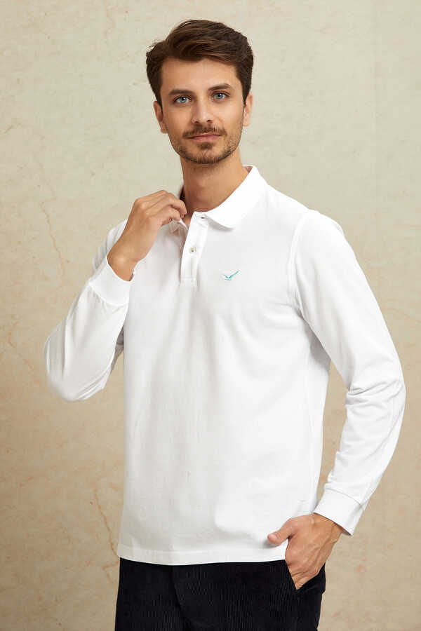 Beyaz Polo Sweatshirt - 5