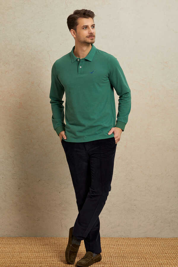 Koyu Yeşil Polo Sweatshirt - 3