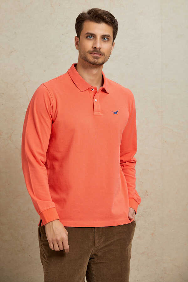Mercan %100 Pamuk Polo Sweatshirt