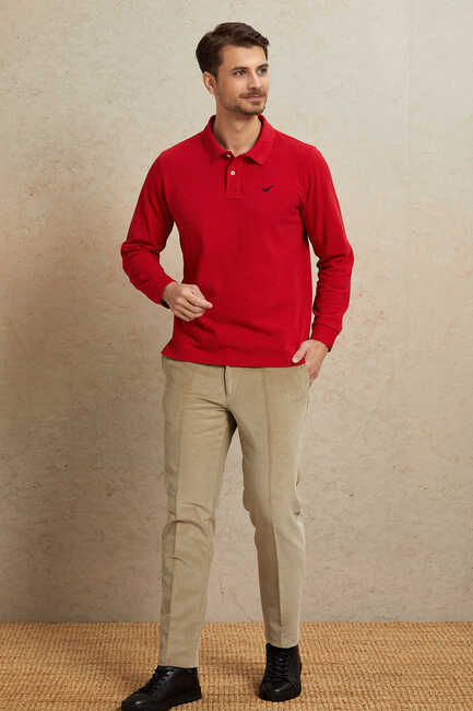 ARENDAL POLO YAKA SWEATSHIRT - KIRMIZI - Thumbnail