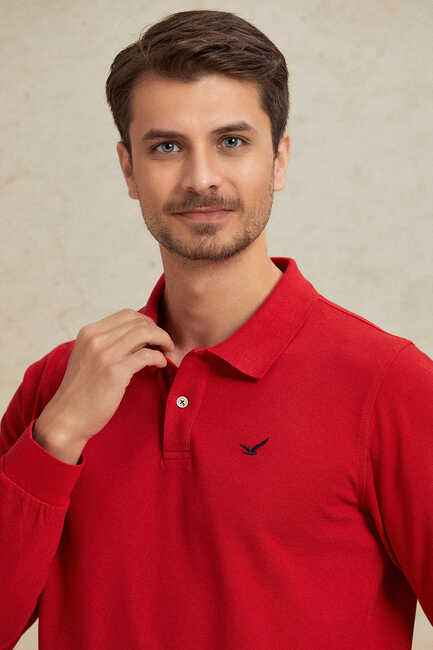 SMILE - ARENDAL POLO YAKA SWEATSHIRT - KIRMIZI (1)