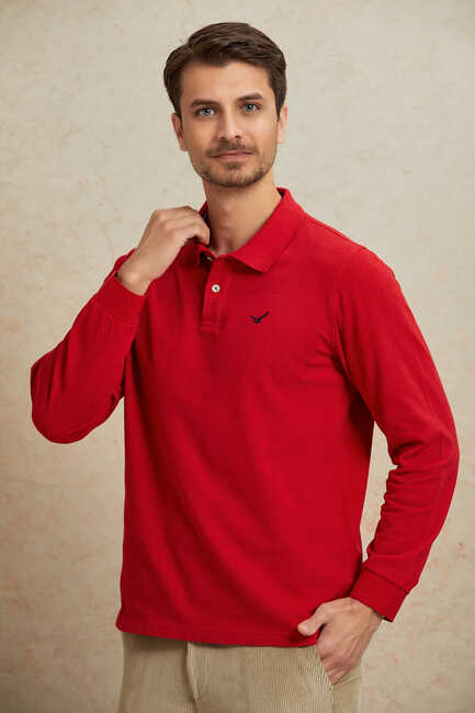 ARENDAL POLO YAKA SWEATSHIRT - KIRMIZI - Thumbnail