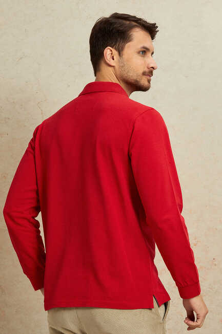 ARENDAL POLO YAKA SWEATSHIRT - KIRMIZI - Thumbnail