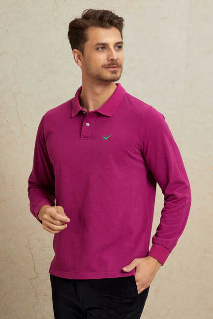 ARENDAL POLO YAKA SWEATSHIRT - MOR - Thumbnail