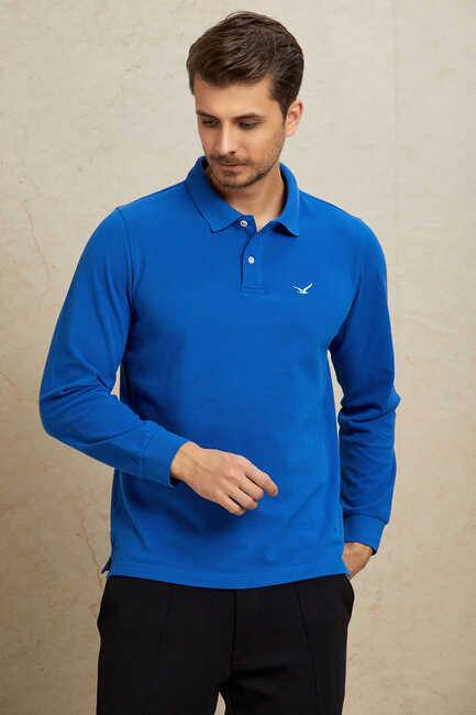 ARENDAL POLO YAKA SWEATSHIRT - SAX - Thumbnail