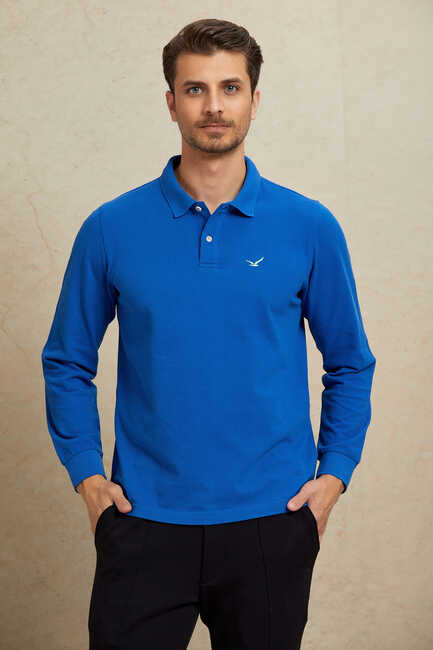 ARENDAL POLO YAKA SWEATSHIRT - SAX - Thumbnail