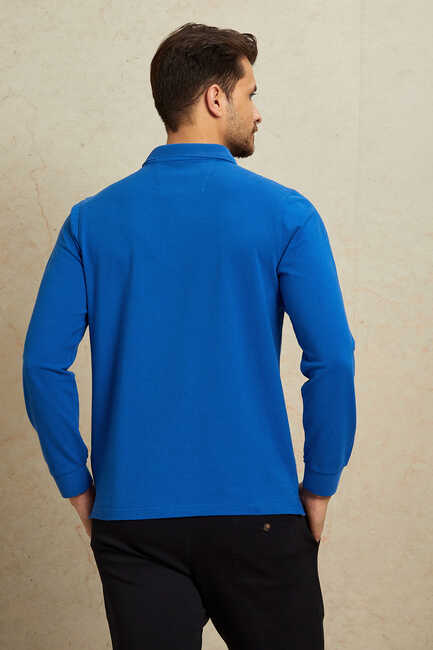 ARENDAL POLO YAKA SWEATSHIRT - SAX - Thumbnail