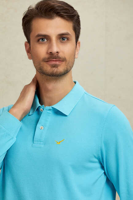 SMILE - ARENDAL POLO YAKA SWEATSHIRT - TURKUAZ (1)