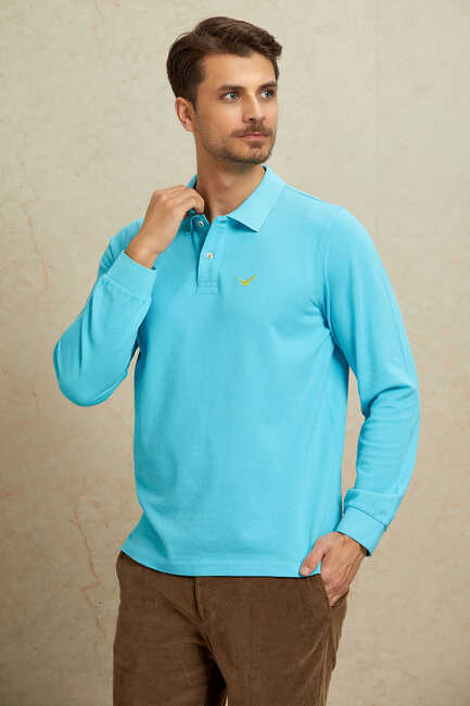 ARENDAL POLO YAKA SWEATSHIRT - TURKUAZ - Thumbnail