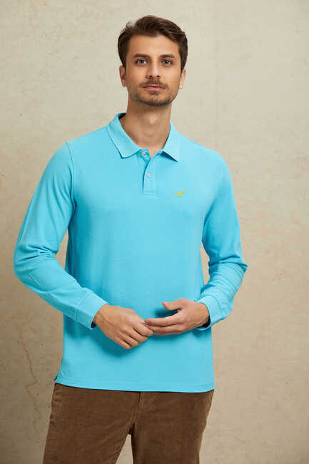 ARENDAL POLO YAKA SWEATSHIRT - TURKUAZ - Thumbnail