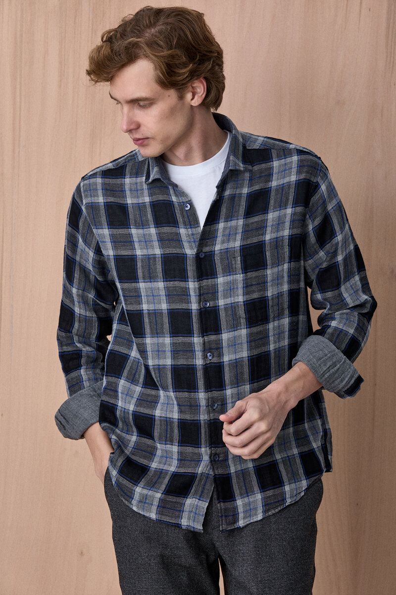 Lacivert %100 Pamuk Gömlek