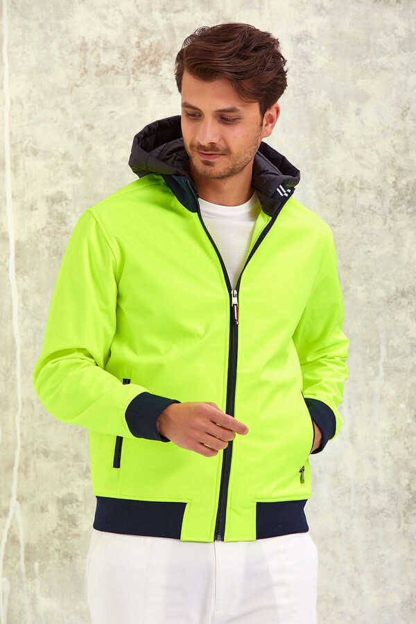 Neon Yeşil Kapüşonlu Softshell Neon - 3