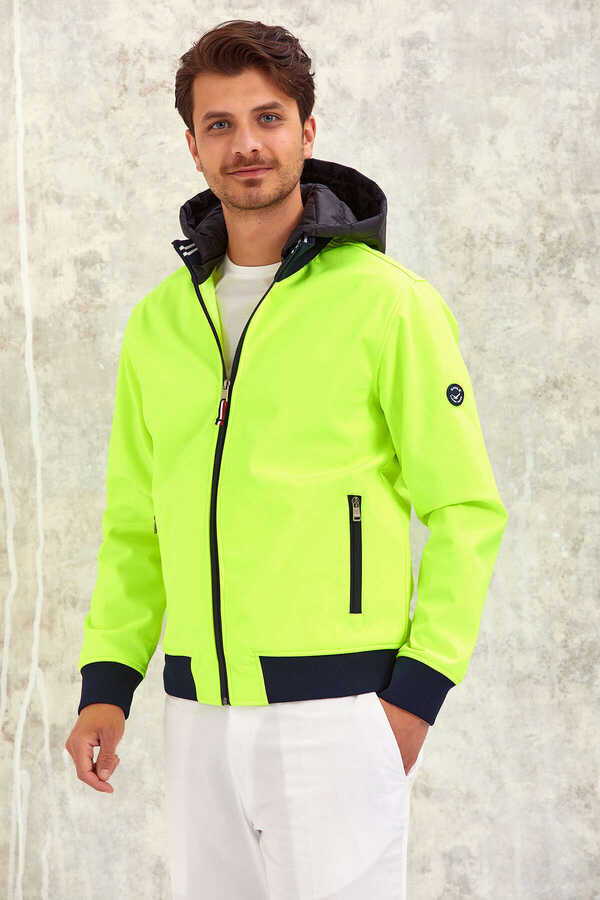 Neon Yeşil Kapüşonlu Softshell Neon - 6