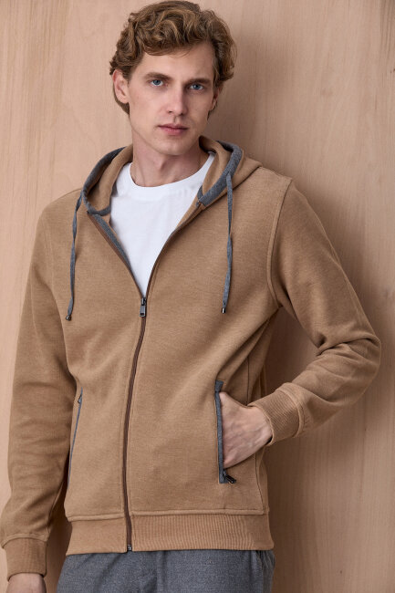 Açık Bej Pamuklu Sweatshirt - SMILE