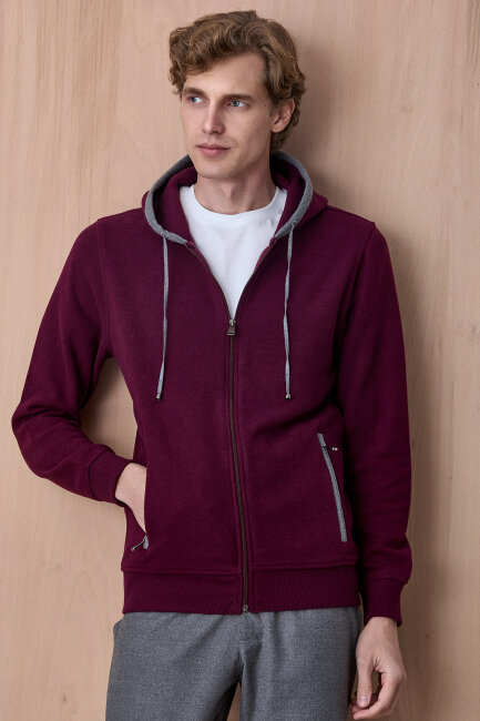 Bordo Pamuklu Sweatshirt - SMILE