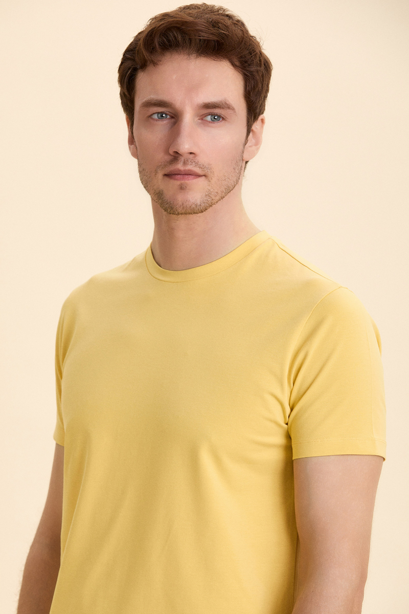 Yellow Cotton Basic T-shirt