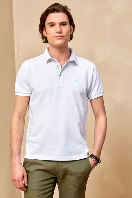 SMILE - BARBADOS BIG SIZE WHITE MAN POLO T-SHIRT