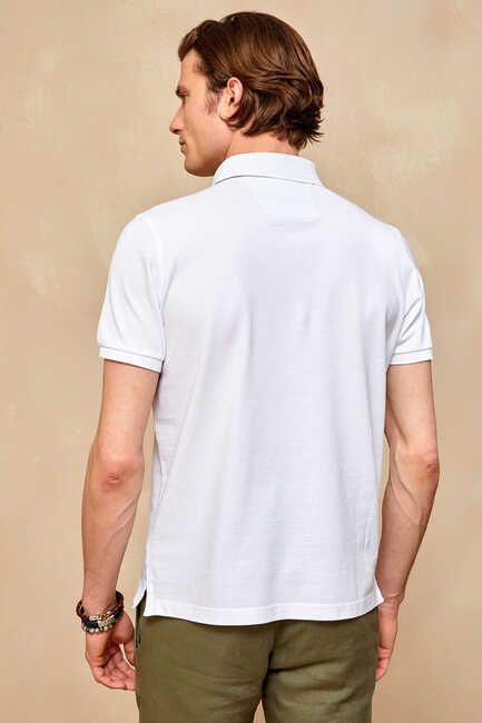 BARBADOS BIG SIZE WHITE MAN POLO T-SHIRT - Thumbnail