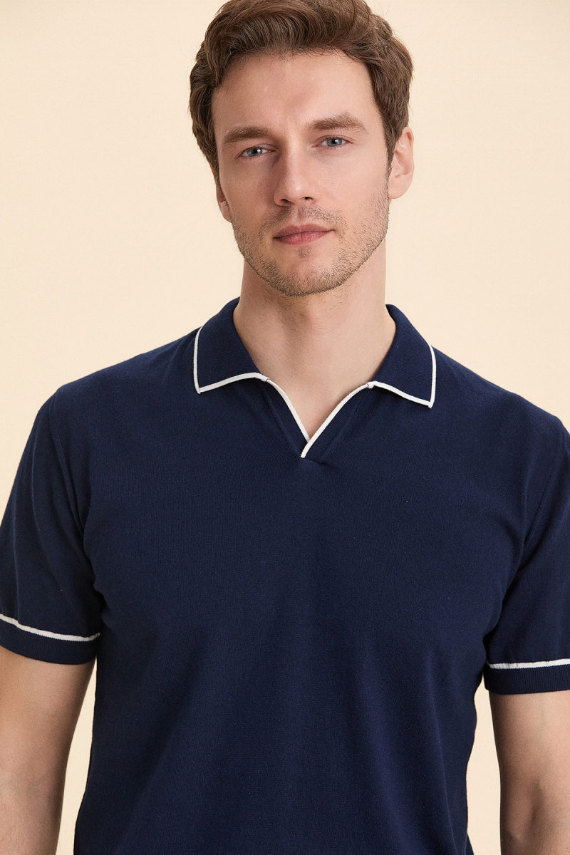 Lacivert %100 İnce Pamuk Polo Kazak