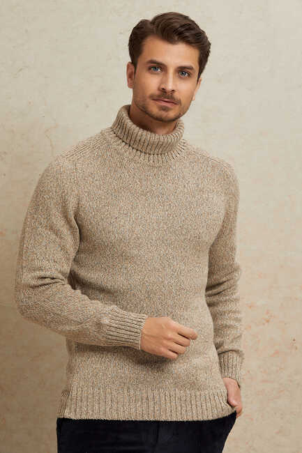 Light Beige 100% Cotton Round Neck Sweater 
