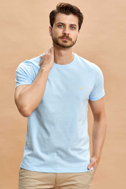 Mavi %100 Pamuklu Tişört 