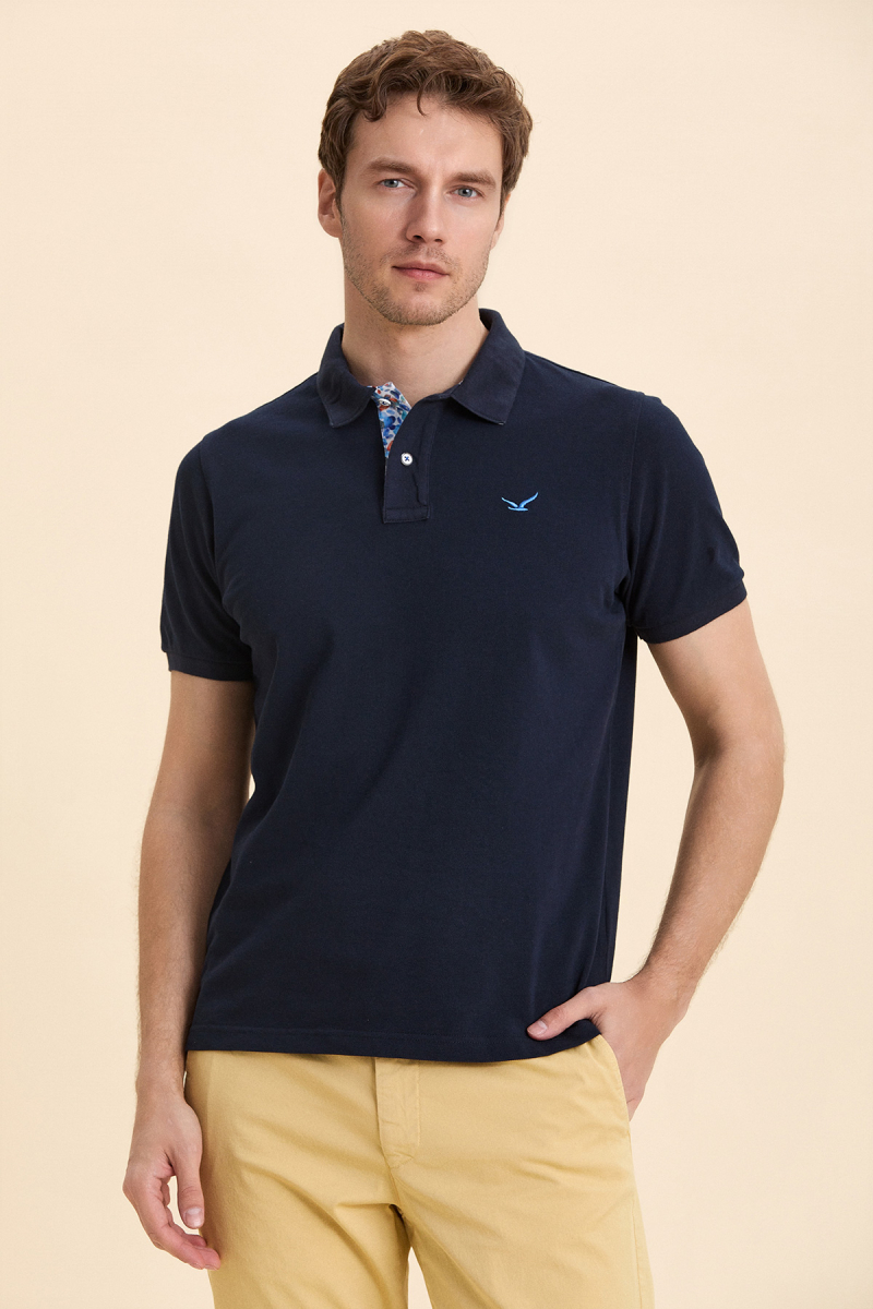 Navy Blue 100% Cotton Polo T-shirt