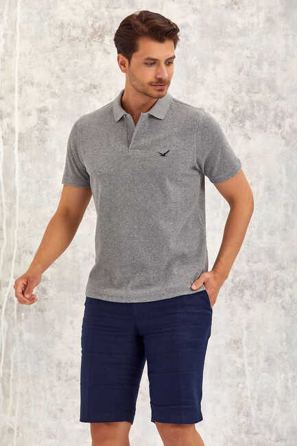Gray Melange Polo T-Shirt Gri Melanj