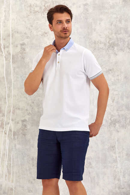 BATTEN OXFORD ERKEK POLO TİŞÖRT - BEYAZ - Thumbnail