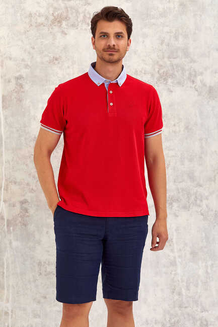 SMILE - BATTEN OXFORD POLO TİŞÖRT - KIRMIZI