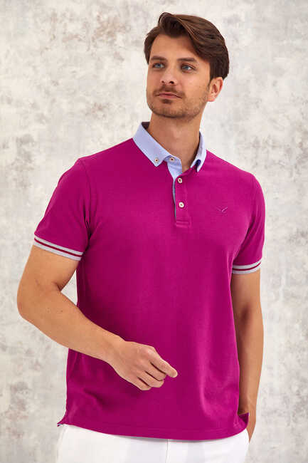 SMILE - BATTEN OXFORD POLO TİŞÖRT - MOR (1)