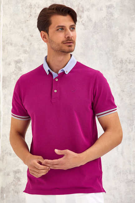 BATTEN OXFORD POLO TİŞÖRT - MOR - Thumbnail