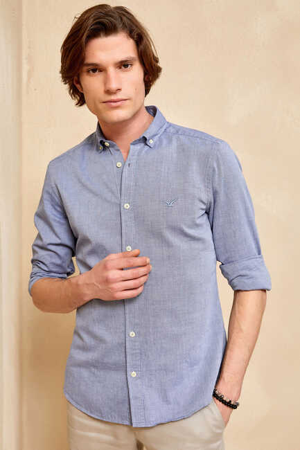 SMILE - BAYPORT OXFORD SHIRT - DARK BLUE 