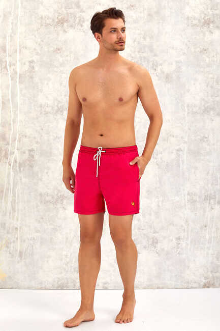 Fuchsia Fish Figured Swim Shorts Fuşya