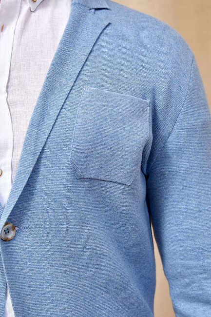 BONAIRE KNITWEAR JACKET - BLUE - Thumbnail