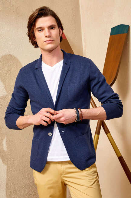 BONAIRE KNITWEAR JACKET - INDIGO - Thumbnail