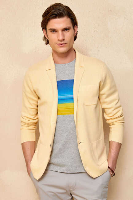 SMILE - BONAIRE KNITWEAR JACKET - YELLOW