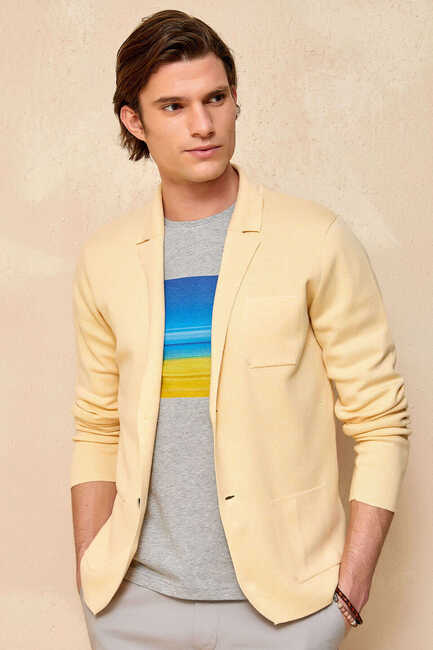 BONAIRE KNITWEAR JACKET - YELLOW - Thumbnail