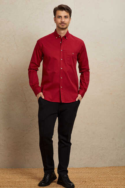 Burgundy 100% Cotton Shirt 