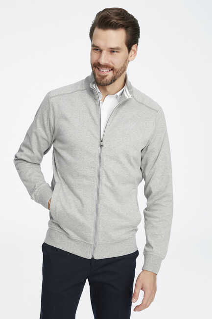 Gray Melange Sweat Jacket Gri Melanj