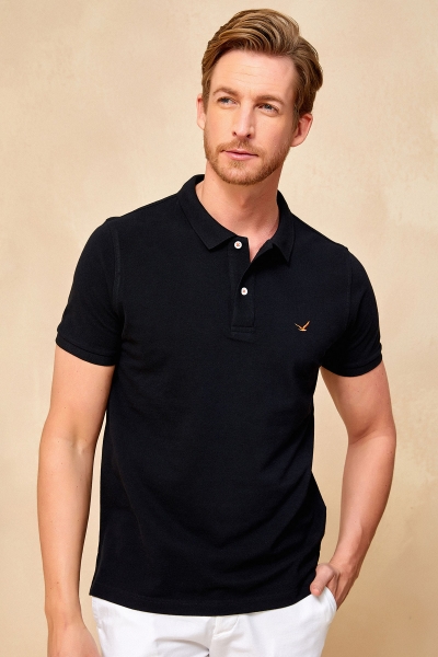 SMILE - CAYMAN BIG SIZE BLACK MAN POLO T-SHIRT