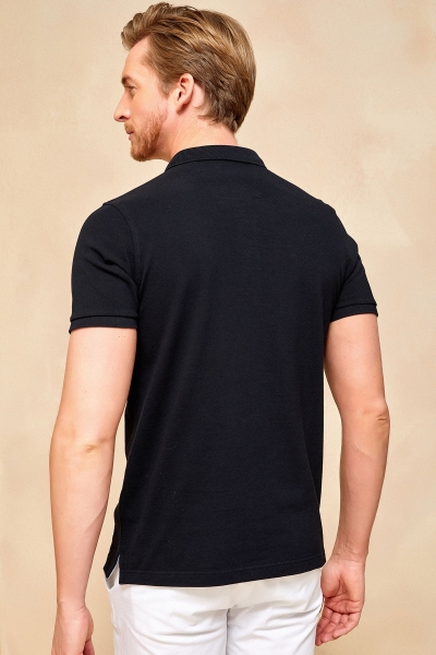 CAYMAN BIG SIZE BLACK MAN POLO T-SHIRT - Thumbnail