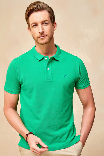 SMILE - CAYMAN BIG SIZE DARK GREEN MAN POLO T-SHIRT