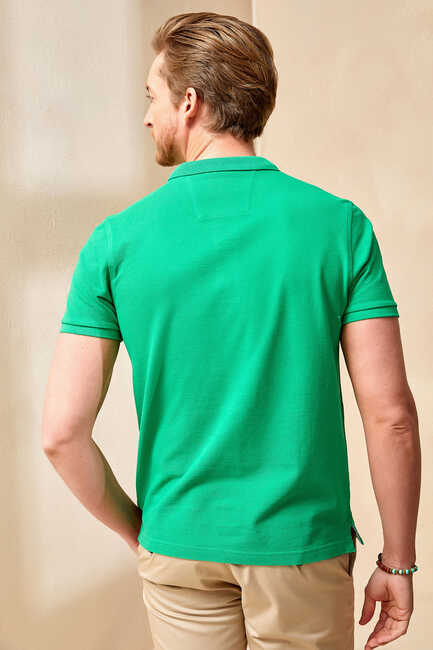 CAYMAN BIG SIZE DARK GREEN MAN POLO T-SHIRT - Thumbnail