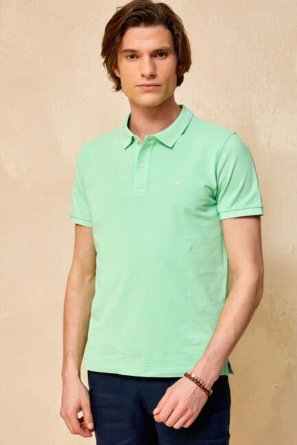 SMILE - CAYMAN BIG SIZE LIGHT GREEN MAN POLO T-SHIRT 